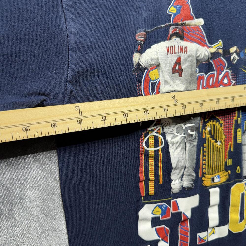 Gildan Shirt Mens Navy Graphic Heavy Cotton St Louis Cardinals Blues MLB NHL - Picture 3 of 10